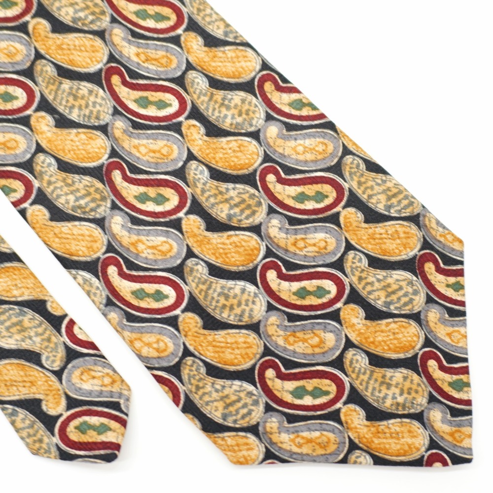 Robert Talbott Parisian Silk Tie Tan Red Gray‎ Print Paisley Wide Italy USA